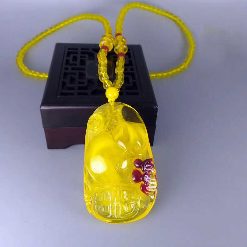 Натуральный Янтарный медовый воск кулон Fushou | Украшения и аксессуары