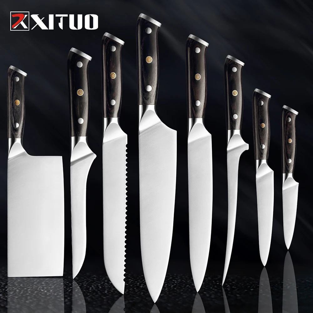 

XITUO Kitchen Knife Set Stainless Steel Meat Cleaver Slicing Bread Knife Fruit Vegetables Nakiri Boning Steak Knives Cooking