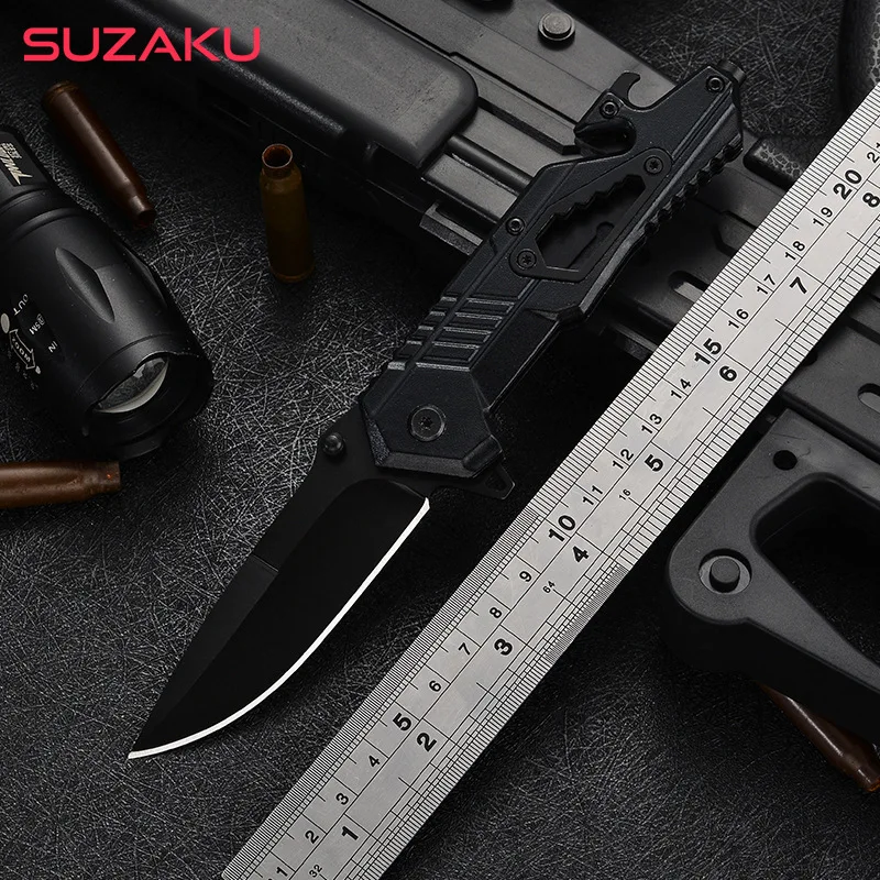 

7.8'' New Flipper Folding Knife Aluminum Handle 440C Blade Hunting Camping Survival Pocket Knives Outdoor Fruit Rescue EDC Tools