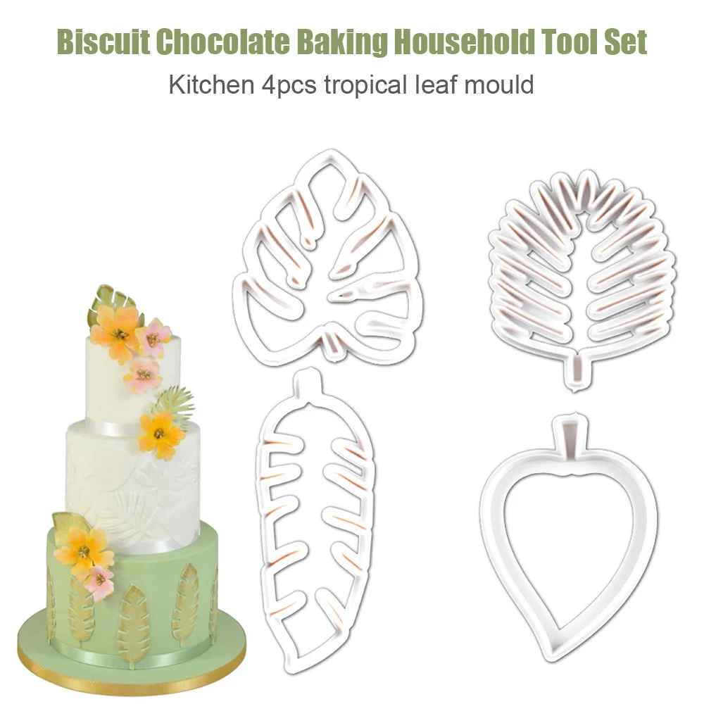 

4Pcs Leaf Cookie Cutter Mold Jungle Cookie Mold Biscuit Cutter Fondant Cake Decorating Mold Diy Baking Mold Kitchen Tools
