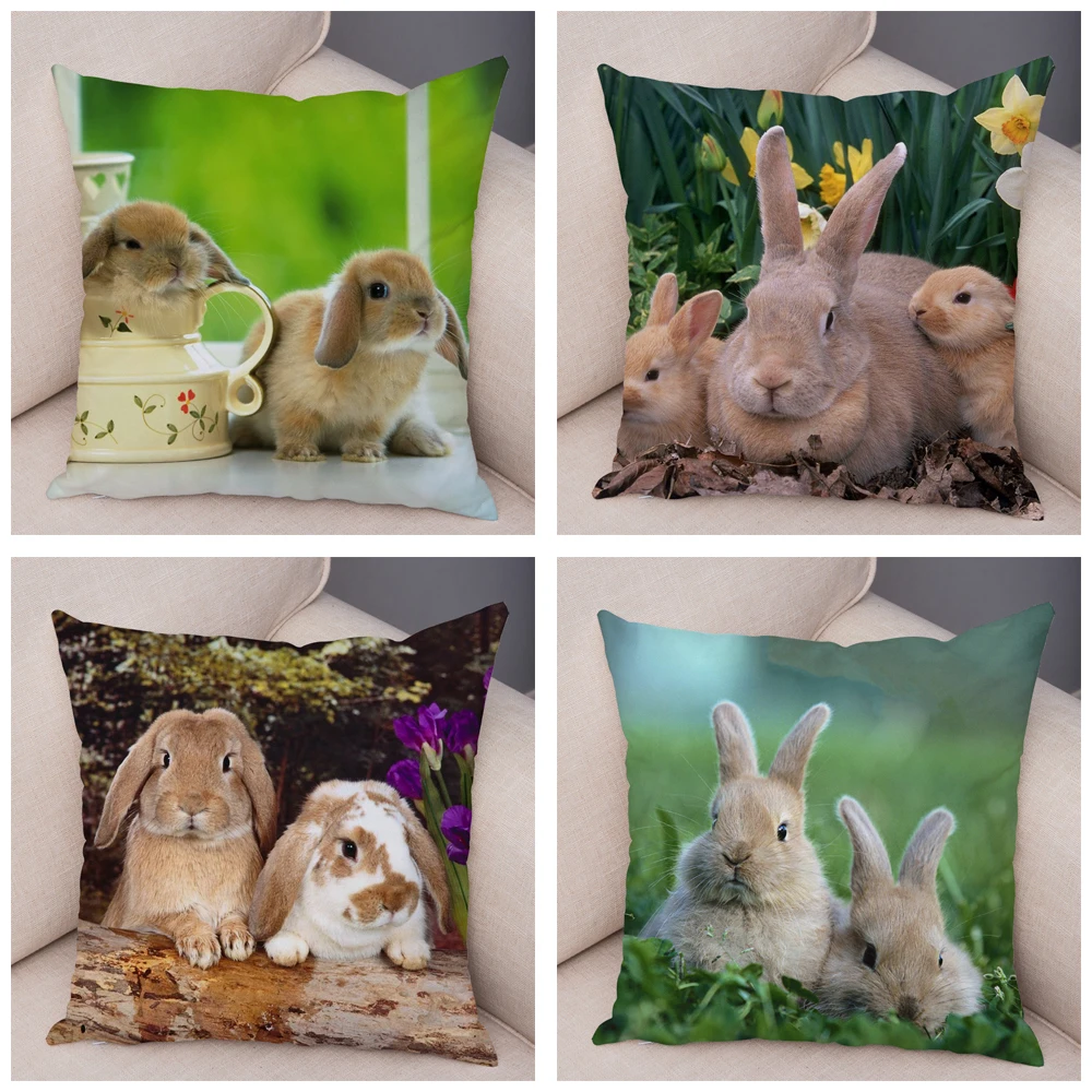 Милый кролик чехол для подушки дивана автомобиля домашнего декора наволочка