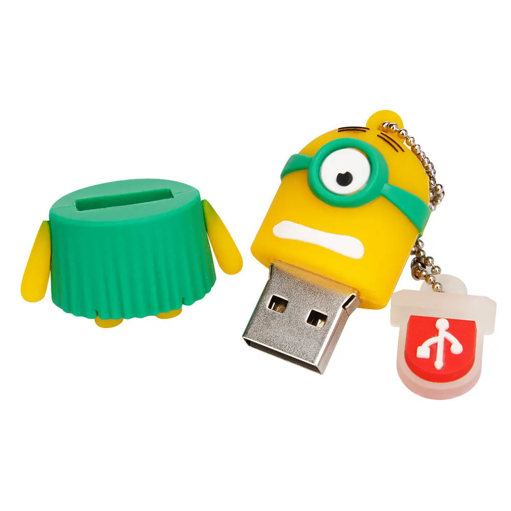 Мультфильм Большой Глаз usb флэш-накопитель 128 ГБ 4 ГБ 8 ГБ Флешка 16 ГБ флеш-накопитель 32 Гб 64 Гб маленький желтый Миньоны USB 2,0 милый