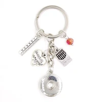 interchangeable 18mm snap jewelry snap keychain ruler crayons teacher key chain handbag charm key ring for teachers gifts bijoux