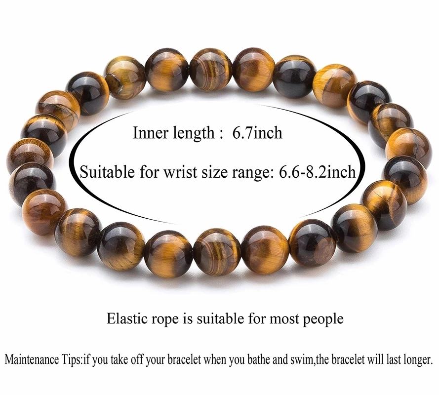 

Natural 8mm Gorgeous Semi-Precious Gemstones Healing Crystal Stretch Beaded Bracelet Unisex