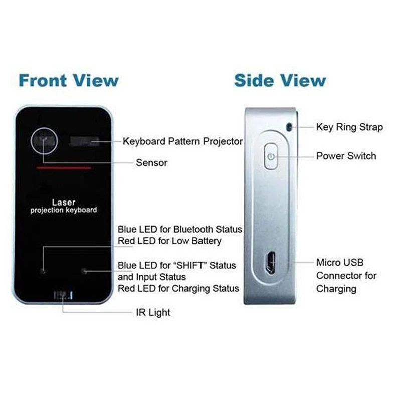 Виртуальная лазерная клавиатура беспроводная Bluetooth проекция мини мышь функция