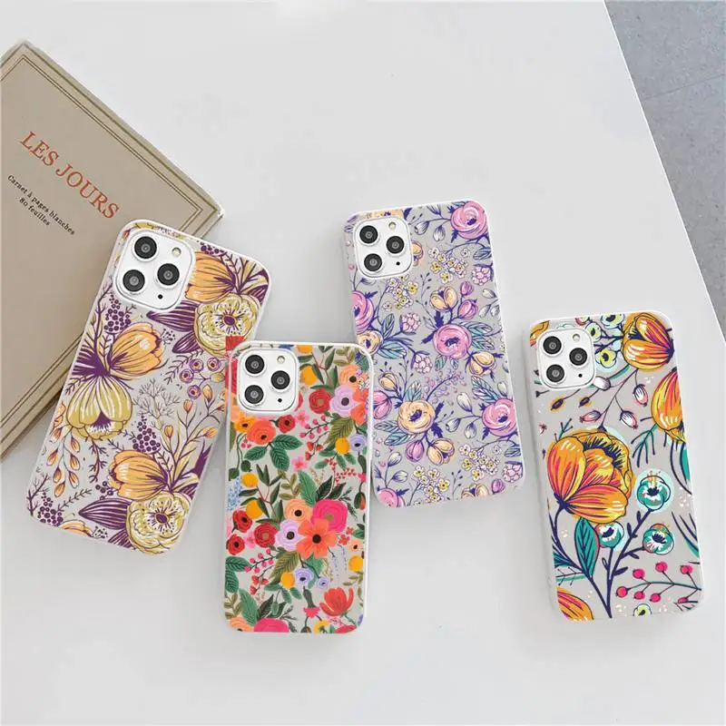 

Flower Bud Retro pattern Phone Case Candy Color for iPhone 6 7 8 11 12 s mini pro X XS XR MAX Plus