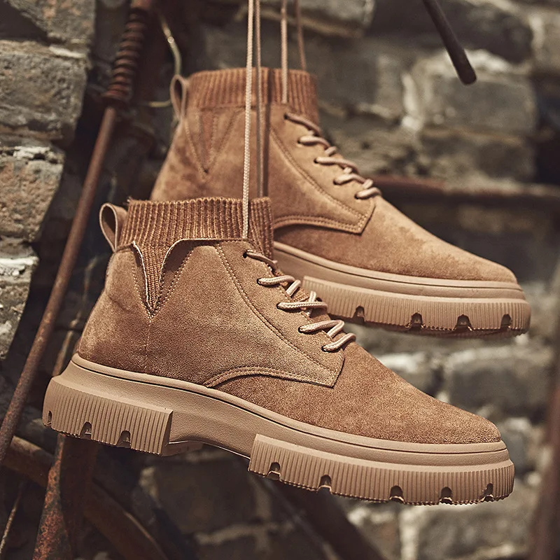Новинка сезон осень зима Мужская обувь кожаная мужская высокие кроссовки зимние