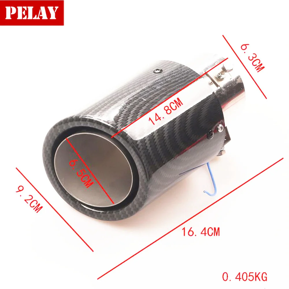 

Universal 35-61mm Inlet Carbon Fiber Color Car Exhaust Muffler Pipe Tip with RED LED Light Car Modified Single Tail Throat