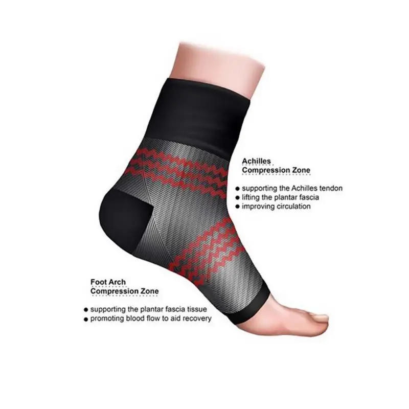 1pair Sports Ankle Brace Compression Support Sleeve Elastic Breathable for Injury Recovery Joint Pain Foot Running Socks | Спорт и