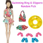 7 шт.лот = 1 летний купальник-бикини + 1 разноцветное кольцо для плавания + 5 разноцветных тапочек