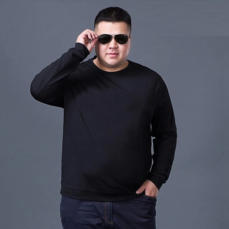 Размера плюс большие 8XL 10XL 12XL Мужская футболка длинные рукава на осень-зиму футболки; хлопковая домашняя обувь футболка топы 54 52 56-62 64 66 68 150 кг 160 кг