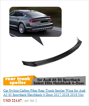 Для Audi A5 Sline хэтчбек высокое качество задний спойлер из полиуретана диффузор бампер Защита бампера Защита заднего бампера