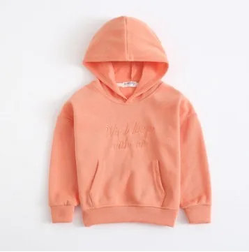 orange Модные Детские свитера для мальчиков и девочек Новые короткие детские толстовки с капюшоном с Осенняя детская одежда с буквенным принтом толстовки с капюшоном рисунком BC775 - Цвет: orange