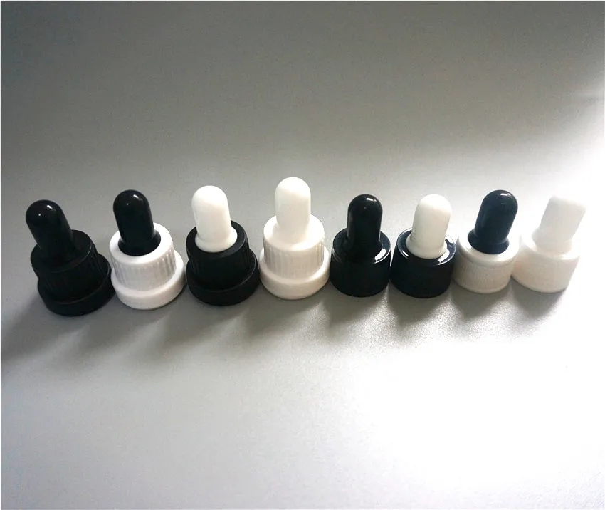 

5-100ml 50-500pcs Essential Oil Bottles Cap Plastic Black/white Cover Dropper Lid Glue Head Lid Accessories 18/410 Gloss Bottle