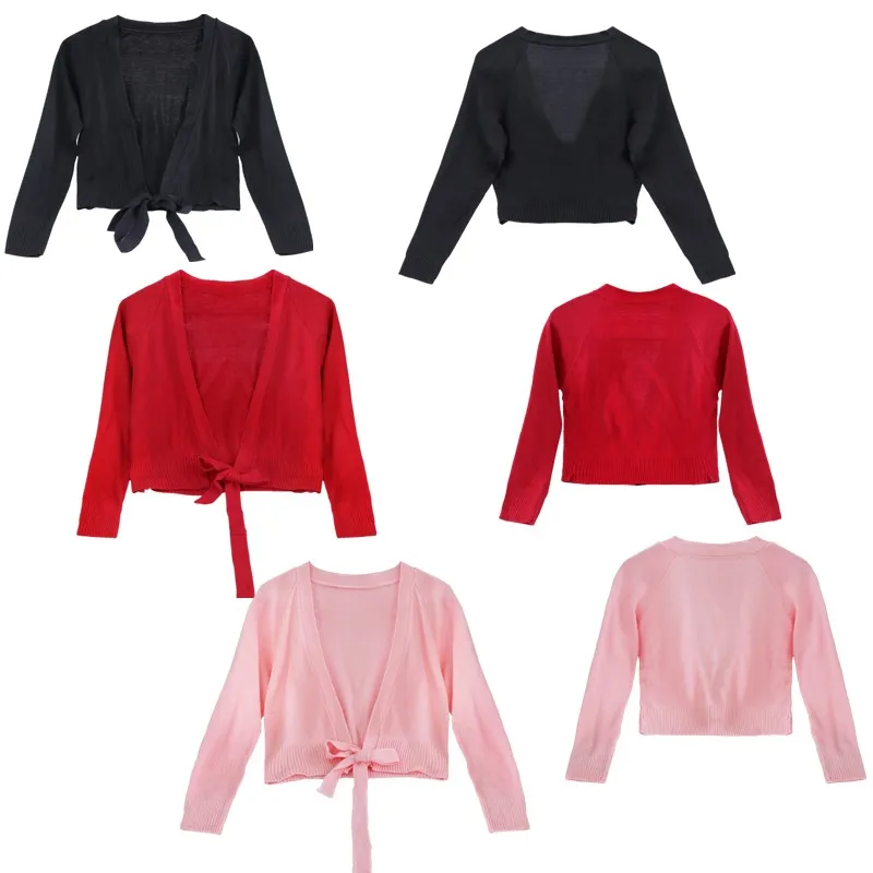 Балетный свитер для девочек Одежда танцев платье гимнастики детское трикотажное