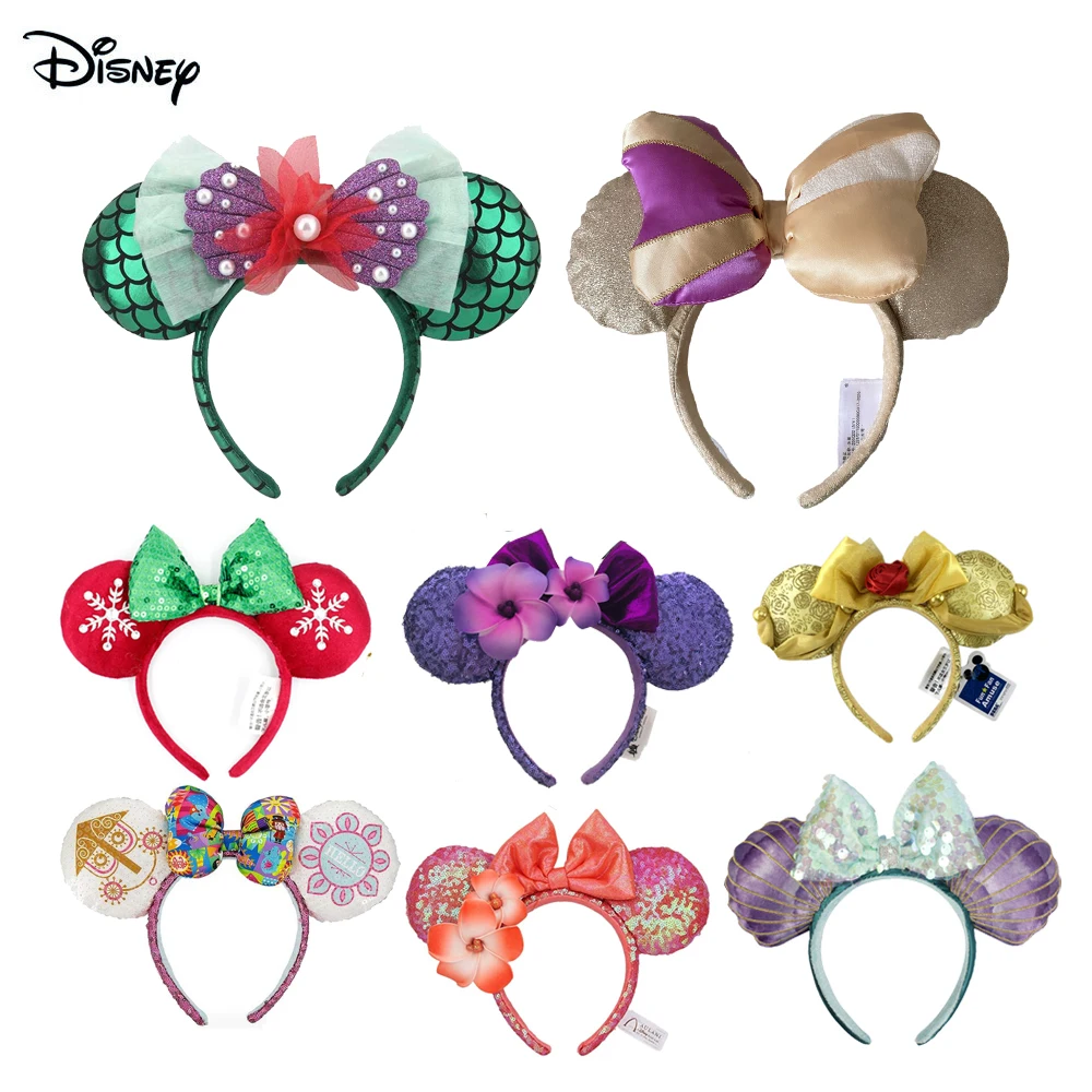 

Disney Mickey Mouse Ears Headband Flowers Sequin EARS COSTUME Hairband Cosplay Plush Adult/Kids Head Band Gift