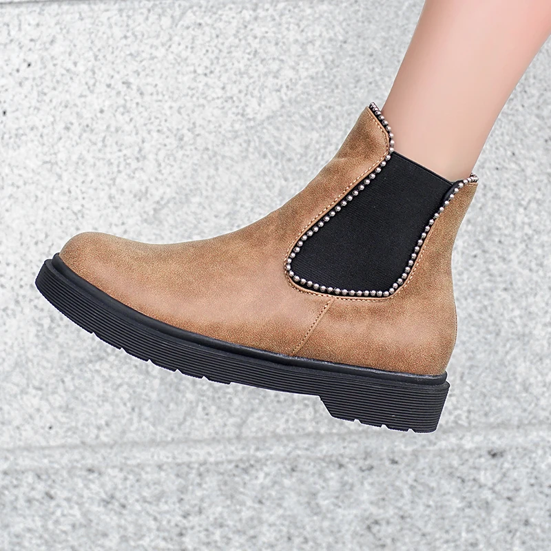 Женские ботинки челси на плоской подошве черные кожаные шнуровке новинка