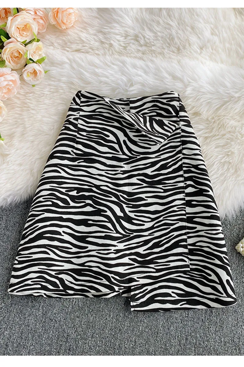 

Sprring New Leopard Print skirt for women Irregular High waist Show thin a-line short skirt Sexy