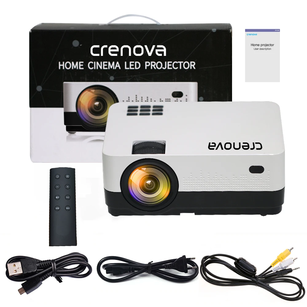 CRENOVA новейший светодиодный проектор HD 1280*728P Android 6,1 OS 4300 люмен домашний кинопроектор с Wi-Fi Bluetooth