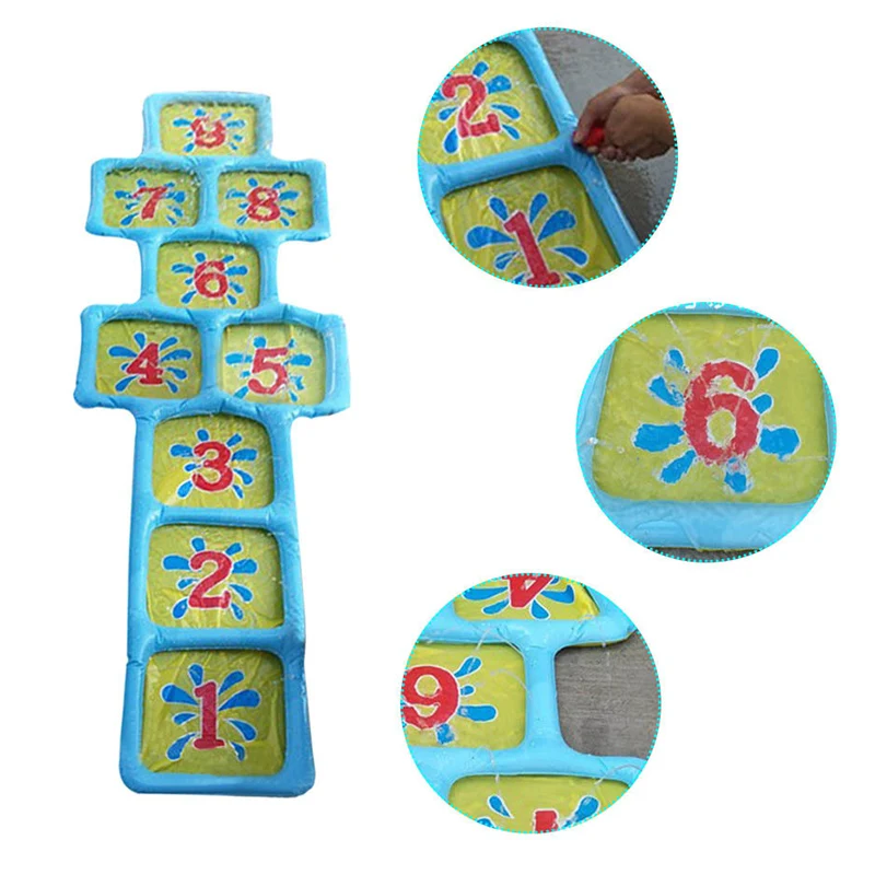 

Water Play Hopscotch Mat Inflatable Play Mat with Water Sprinklers Garden Game for Outdoor Kids B2Cshop