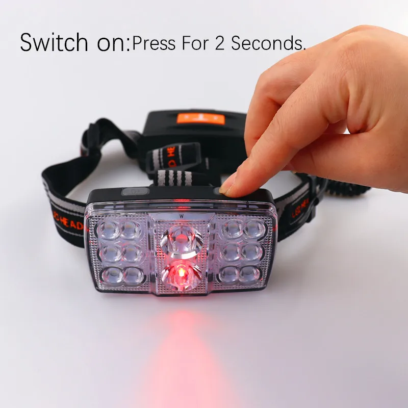 USB Перезаряжаемые 11 режим 14 светодиодный белый/красный светильник головной