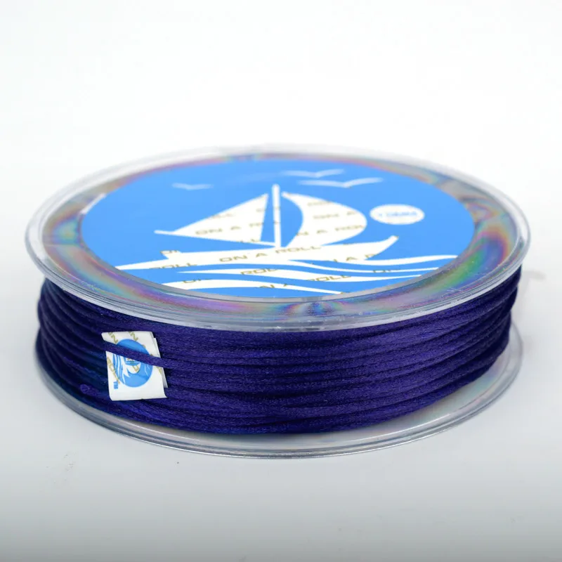 09blue 1 мм мягкий атласный шнур Macrame, китайский «сделай сам», браслет с узлом, ожерелье, ювелирный набор 20/рулон - Цвет: 09blue