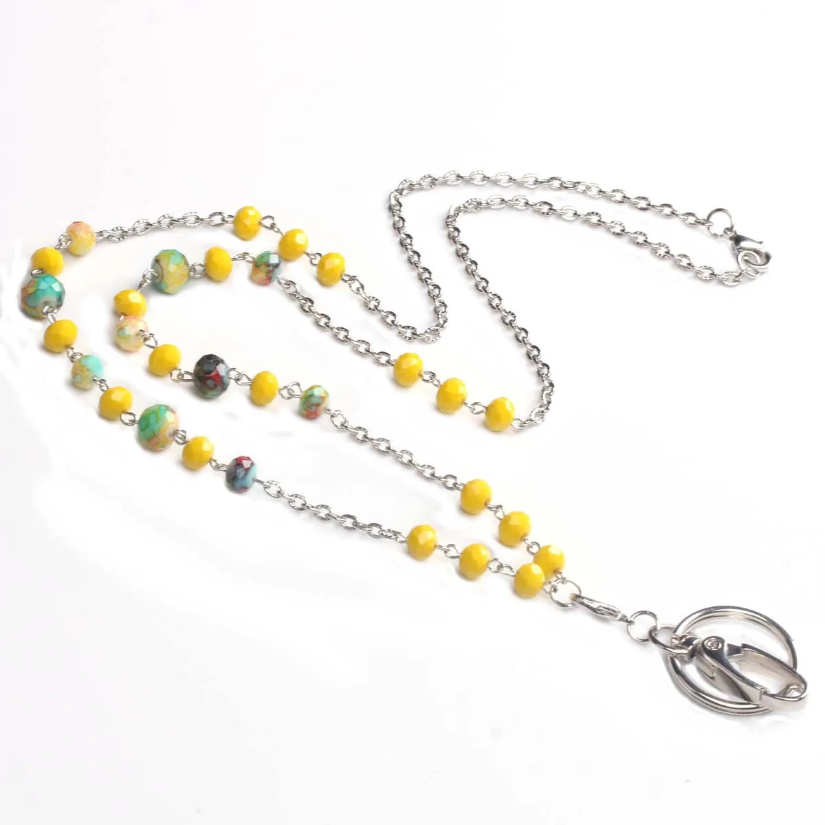 

Yellow Beaded Lanyard Necklaces Key Holder Clips ID Card Badge Holder Lanyards Nurse Accessories Medical Student