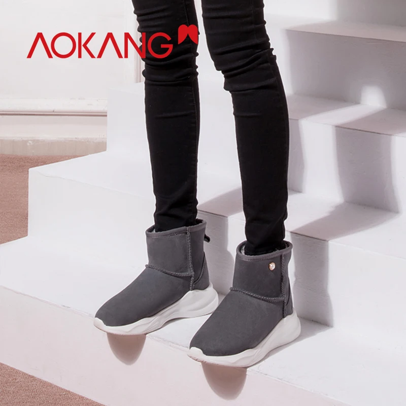 AOKANG/зимние ботинки коллекция 2019 года Новое поступление повседневные женские