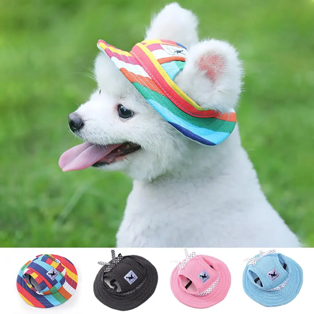 

Pet Dog Cat Cap Sunhat Breathable Summer Cloth Mesh Canvas Hat For Small Medium Dogs Cats Caps Pet Puppy Droshipping