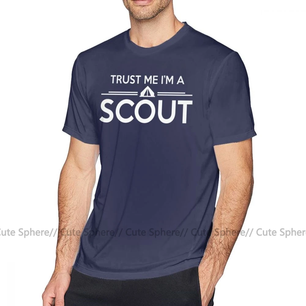 Футболка для бойскаута, Trust Me I M A Scout, Мужская футболка с принтом, большие размеры, потрясающая Пляжная футболка из 100 хлопка - Цвет: Navy Blue