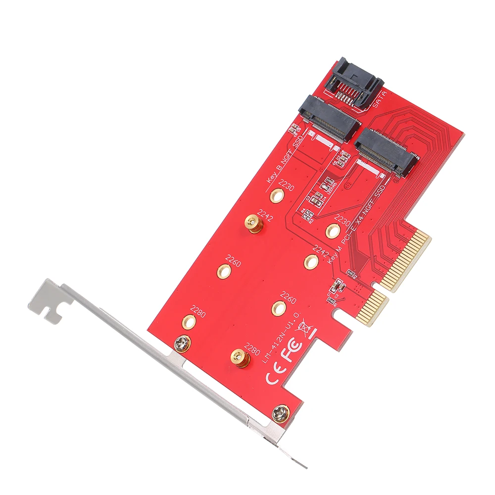 M.2 NVME NGFF SSD and B Key M (SATA Based) to PCI-E x4 Adapter Dual Slots | Компьютеры и офис