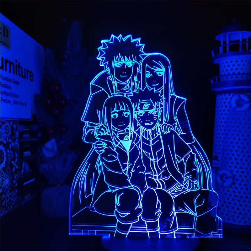 Ночник Bandai Naruto Kushina Hinata Minato 3D иллюзия ночники аниме светодиодный ная лампа