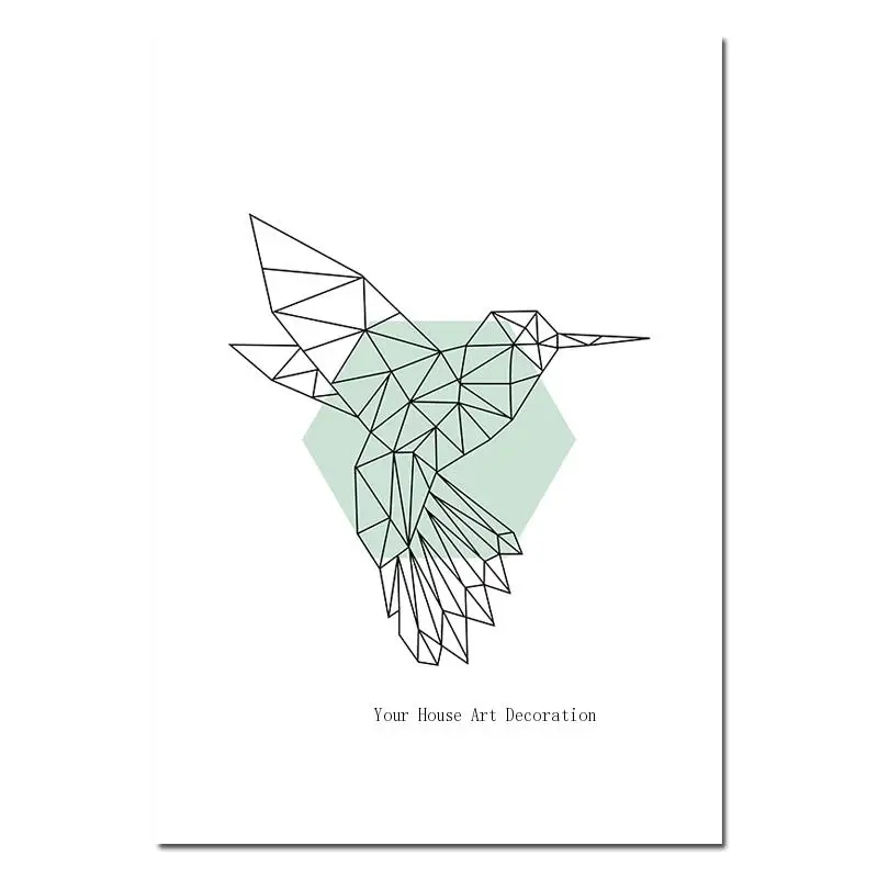 Nordic Canvas Painting Animal Bear Deer Wall Art Poster Minimalist Printed Green Geometry Abstract Picture Home Decor | Дом и сад