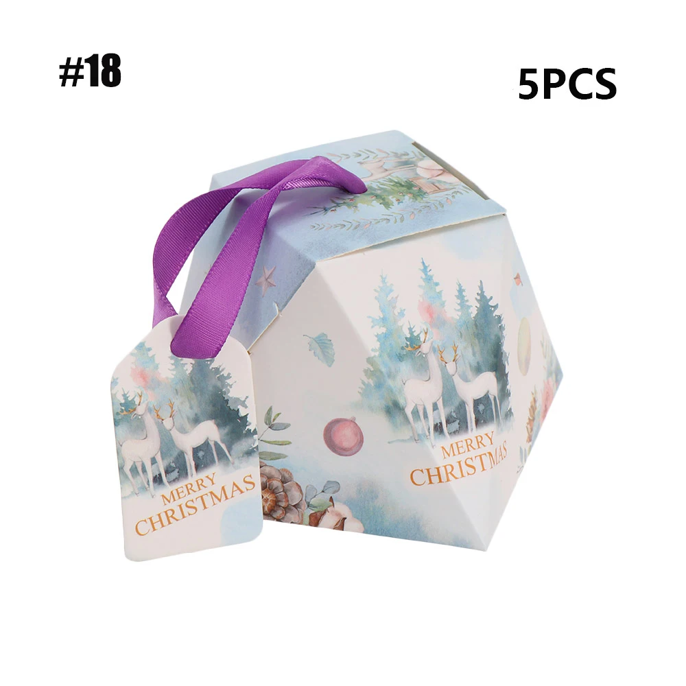 18-5PCS 1/5/10 шт, рождественские полосатые Стиль Apple коробка специальный канун Рождества печенье коробка подарка упаковывая Коробка конфета в виде снеговика коробка - Цвет: 18-5PCS