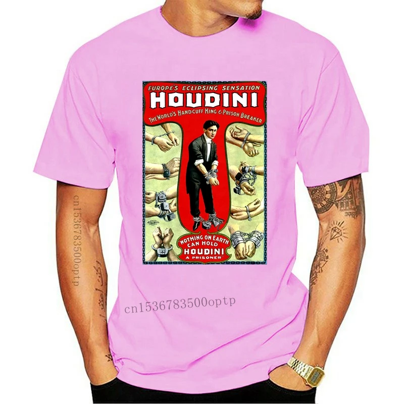 

Новинка, Постер Houdini, футболка с принтом волшебника, 100% хлопок, размеры раньше 2021, высококачественная повседневная футболка с принтом