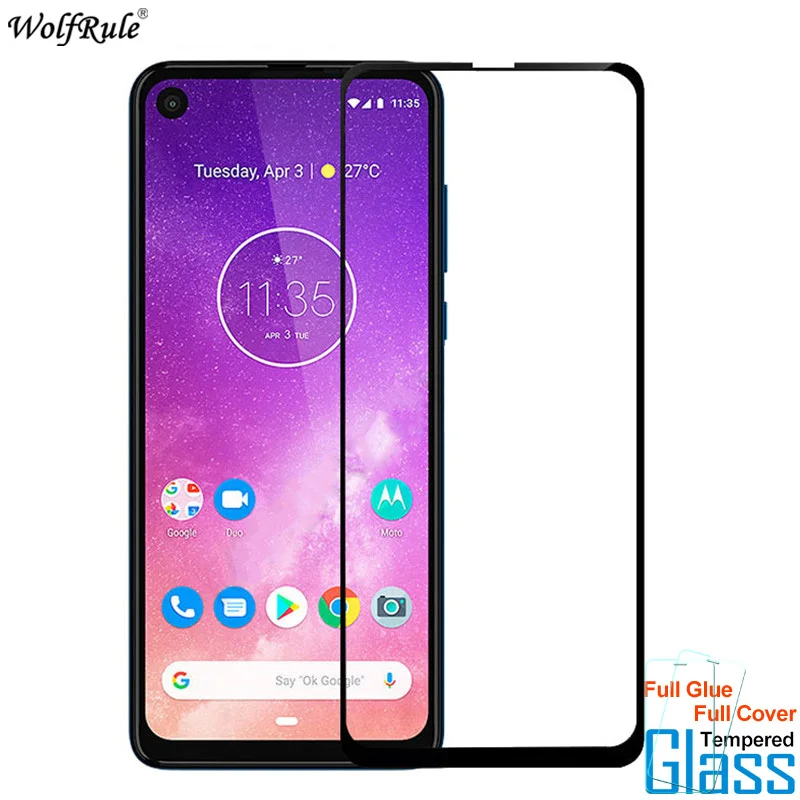 Защитное стекло для экрана Motorola One полное клеевое покрытие закаленное