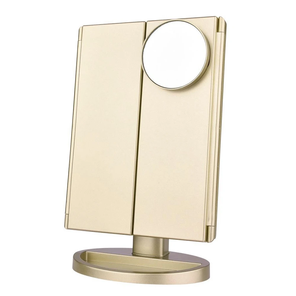 Зеркало для макияжа с регулируемой яркостью 22 светодиода увеличение 2X/3X/10X