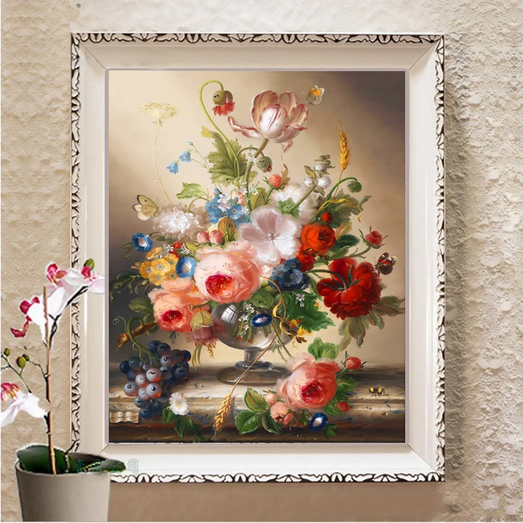 Набор для вышивки крестиком с цветочным принтом в гостиную 52*63 см|Упаковка| |