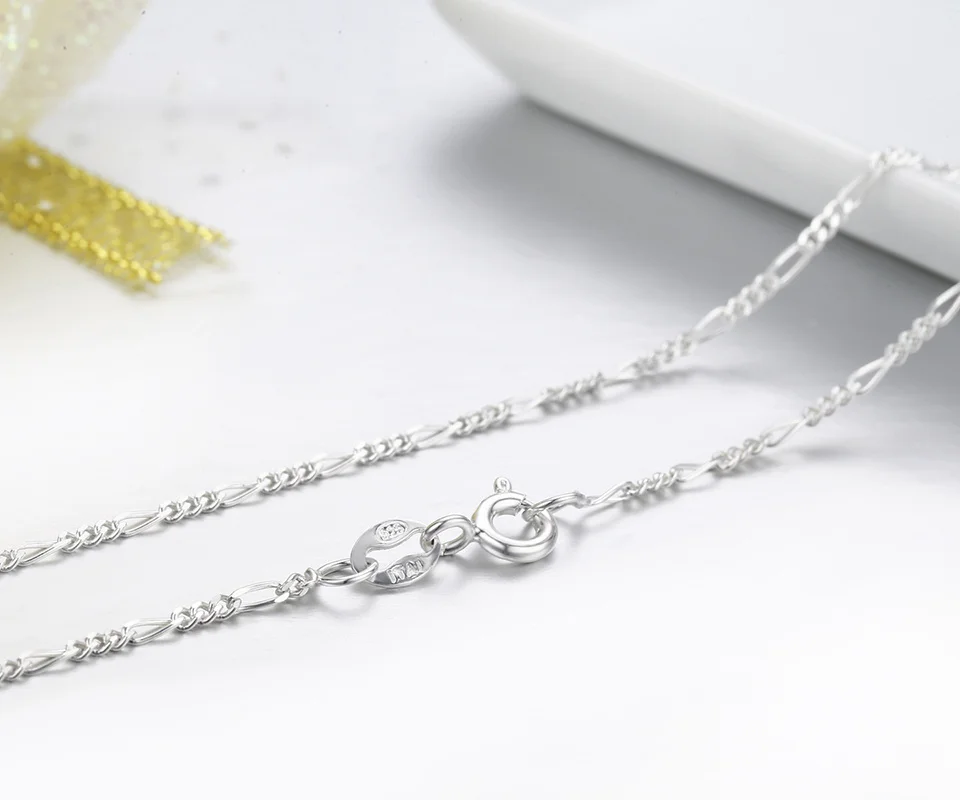 Женское колье чокер из стерлингового серебра 925 пробы с цепочкой в форме Фигаро