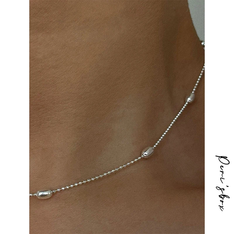 

925 Sterling Silver Bean Beaded Chain Choker Necklace Simple Timeless Thin Chains Necklaces Fine Silver Jewelry Gifts
