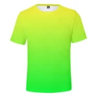 Неоновая футболка для мужчин и женщин, летняя зеленая футболка, однотонные топы для мальчиков и девочек, радужная уличная одежда, яркая Детская футболка с 3D принтом