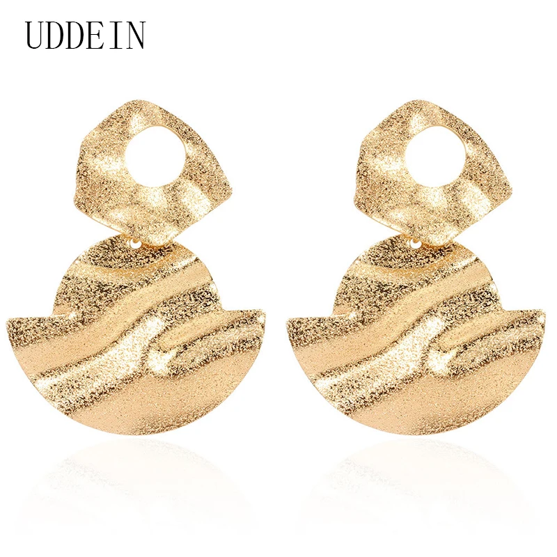 UDDEIN винтажные геометрические матовые металлические серьги для женщин модные