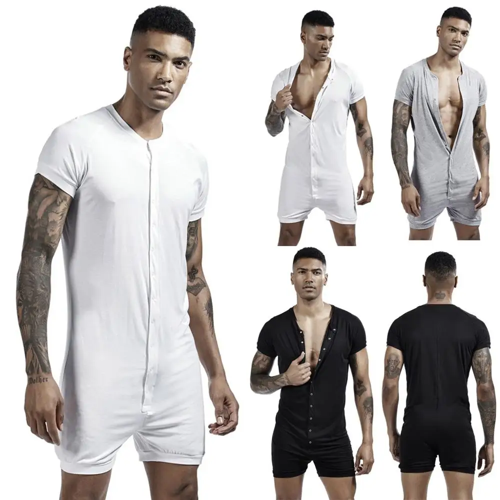 Мужская модная пижама в новом стиле пикантное боди с коротким рукавом и открытой