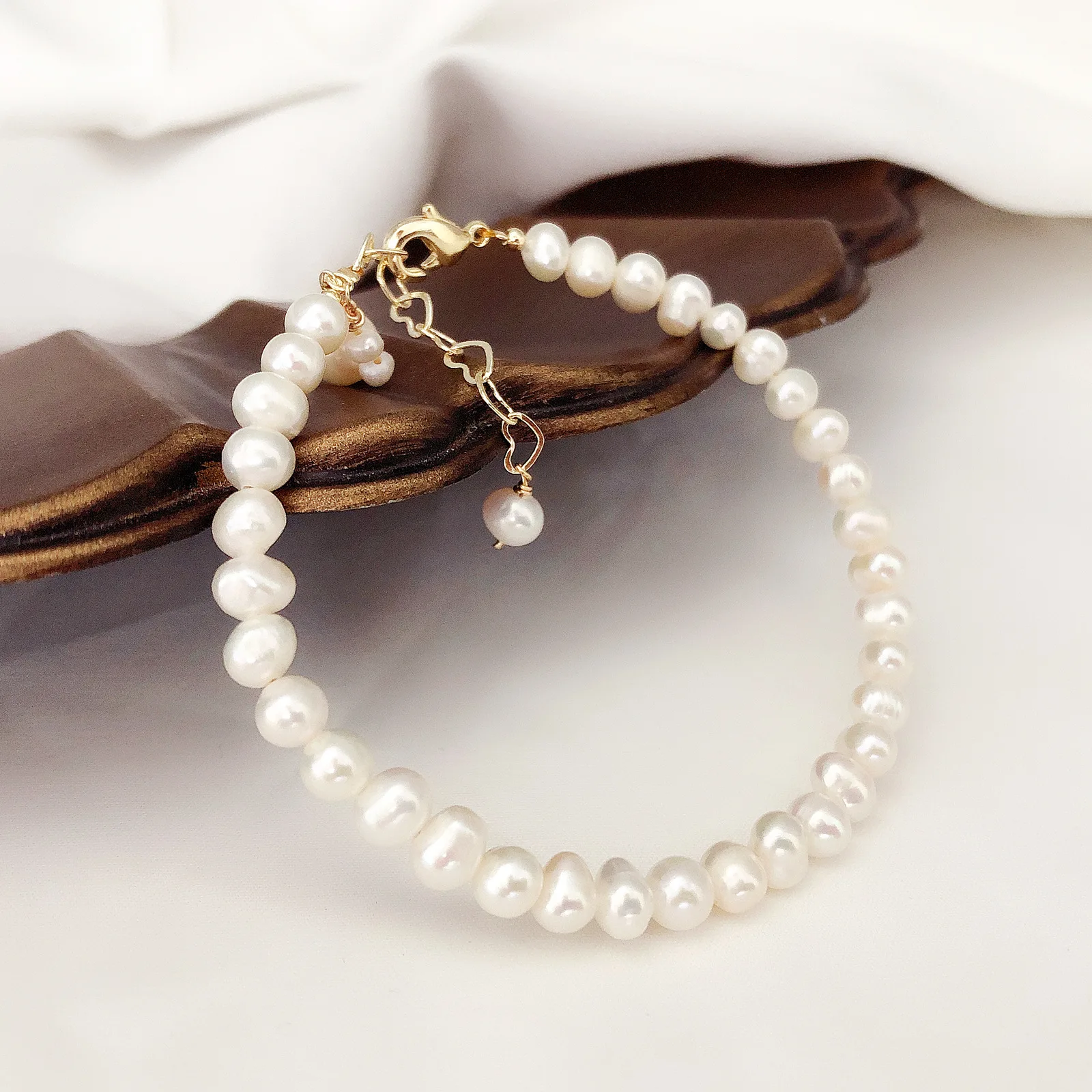 

Винтажный Браслет DAIMI в стиле барокко с пресноводным жемчугом, Женский Французский Простой позолоченный браслет 14 к, браслет, браслет