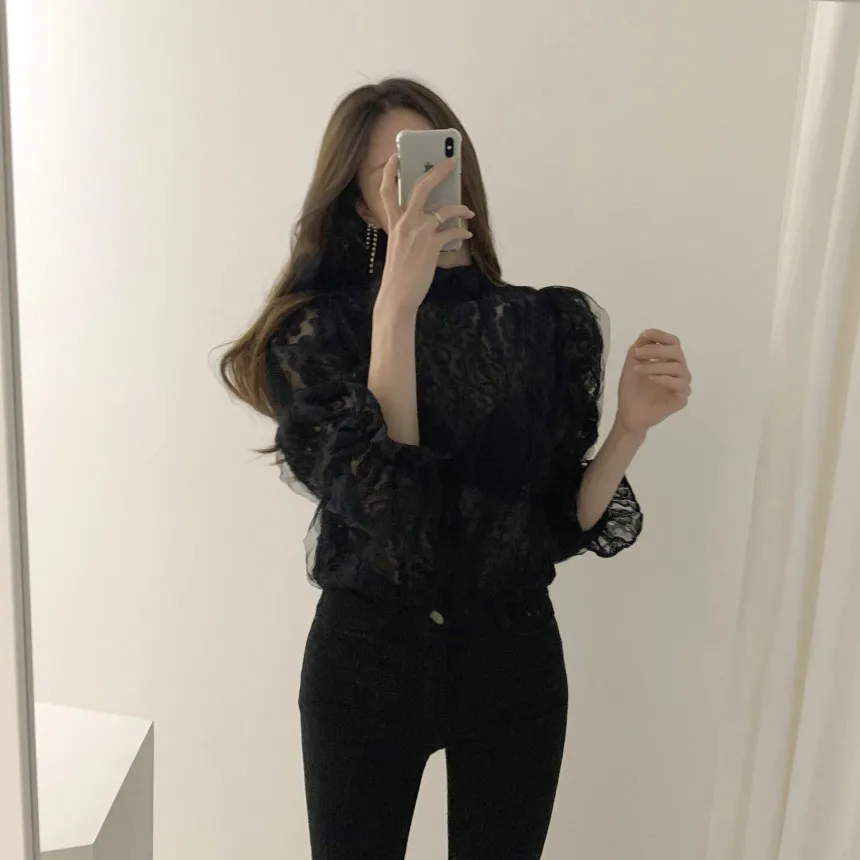 Женские кружевные блузки с цветочным принтом белые топы в стиле бохо длинным