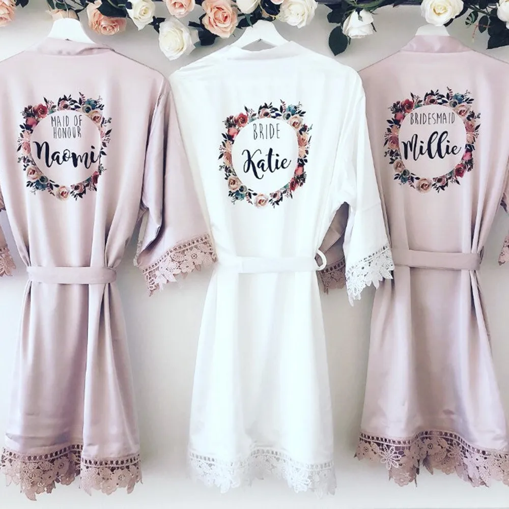 Румяна свадебные халаты с цветочным венком на заказ кружево девичья Вечеринка