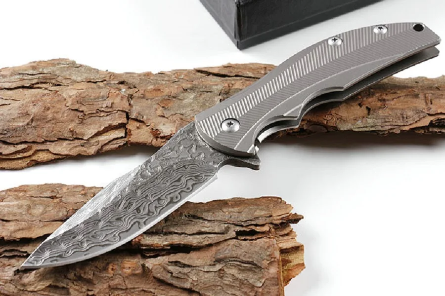 

ZT0606 Damascus Pattern Titanium Tactical Folding Knife Outdoor Camping Hunting Survival Pocket Utility EDC Tools Rescue Knifes