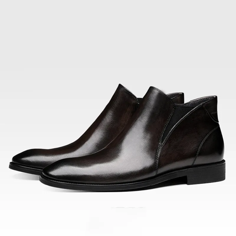 

New High Quality Luxury Brand Men Boots Genuine Leather Fashion Ankle Boot Designer Chelsea Mens Dress Boots Warm shoes