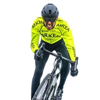 winter cycling pro team arkea samsic fluorescent color jacket thermal fleece bicycle jersey roupa ciclismo hombre bike apparel