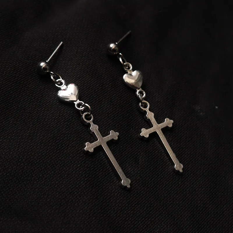 

Cross Drop Stud Earrings for Women Simple Earrings Ladies Fashion Jewelry Girls Silver Color Elegant Vintage Metal Earring